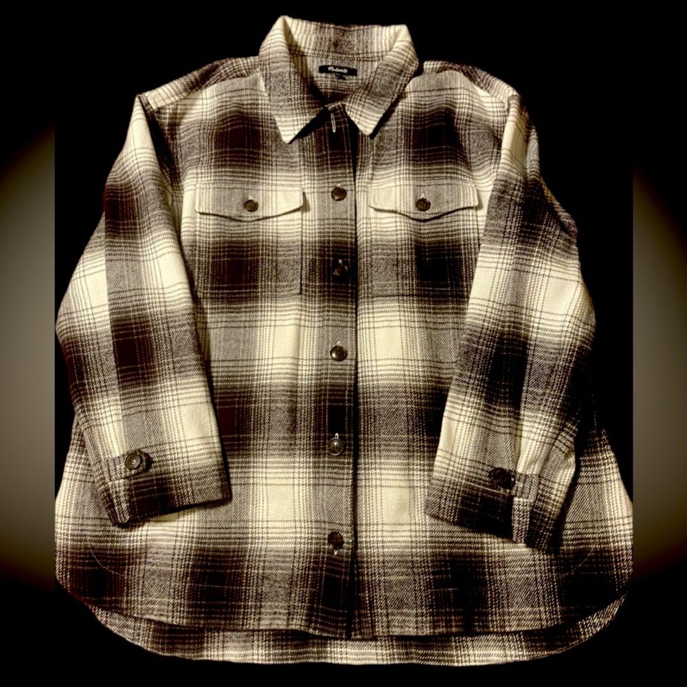 Madewell Womens XL Plaid Flannel Shirt Jacket